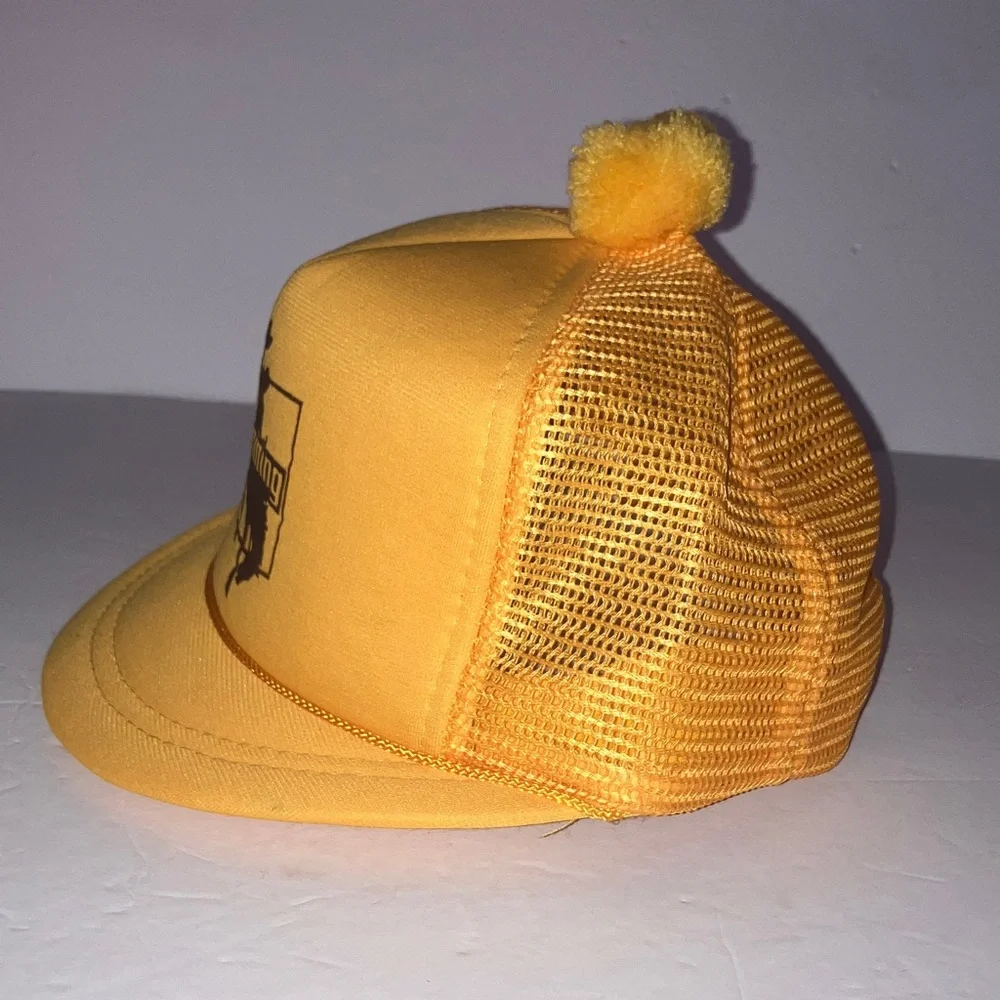 Vintage University of Wyoming Yellow Mesh Trucker Hat‎ with Pom Pom Short Visor
